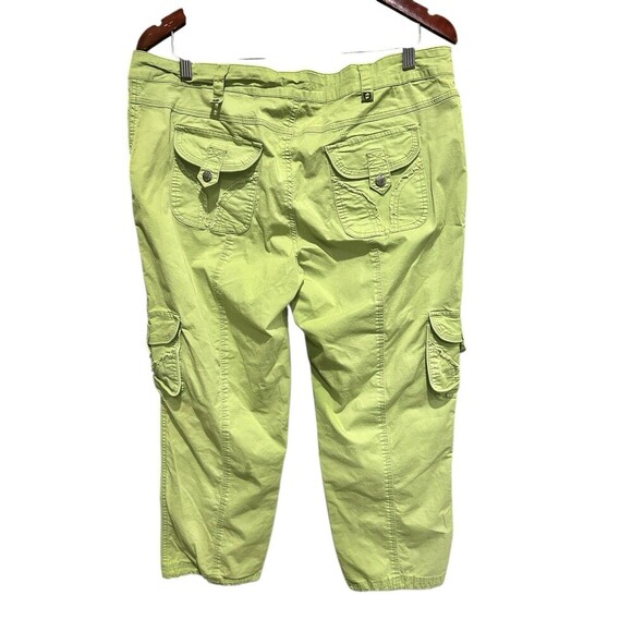 Cache Capri Pants 90s Y2K Studded Neon Green Cargo Pockets Size 12 Vintage - Picture 5 of 8